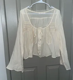 Stitch and feather top blouse White Size M thumbnail 1
