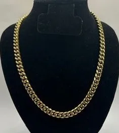 Real Gold Cuban Chain 8mm 24 Inch Stainless Steel Plated Solid Waterproof Mens thumbnail 1