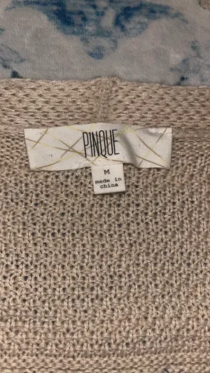 Beige crochet cropped cardigan Tan Size M thumbnail 3