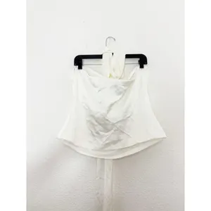 Zara White Satin Strapless Neck Tie Top Size XXL Sash Party Goinv Out 2228/381 thumbnail 10