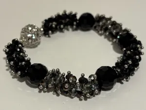 Black Crystal Beaded Magnetic Clasp Bracelet thumbnail 1