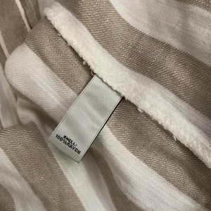 Neiman Marcus Cream Tan White Striped Button Up Down Shirt Mini Summer Dress Front Pockets-Size 8 #Minimalist #Designer #Luxury #Chic Measurement in pics thumbnail 4