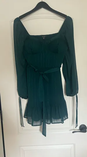 Lily Rose Emerald Green Square Neck Mini Dress thumbnail 1