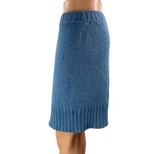 Free People FP Beach Blue Ribbed Knit High Rise Pull On Bermuda Shorts Size M thumbnail 2