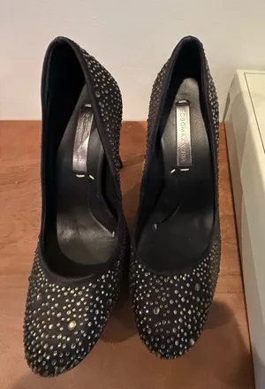 BCBGMaxAzria Black Crystal-Studded Pointed-Toe Pumps thumbnail 1