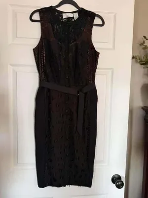 Byron Lars Anthropologie Gisella Lace Floral Appliquè Sheath Dress Sz 4 thumbnail 6