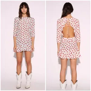 💕REALISATION PAR💕 Goldie Cherry Dress ~ Red Polka Dot Print XS 100% Silk thumbnail 10
