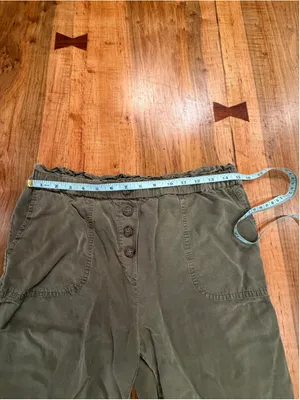 Love Tree Olive Green Tencel Cargo Pants Elastic Waist Button Fly Sz M High Rise thumbnail 7