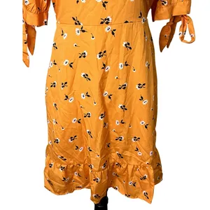 Vero Mada Orange Floral Ruffle Mini Dress Cottagecore M NWT Boho Cute Romantic thumbnail 5