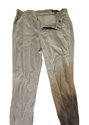 Banana Republic Women's Gray Corduroy Slim Straight Flat Front Pants Pockets thumbnail 1