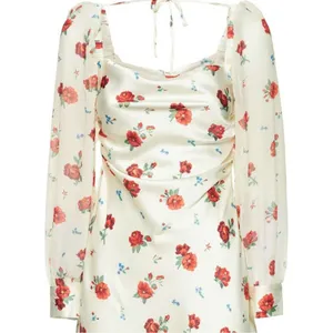 Weworewhat‎ Red Floral Satin Puff Sleeve Mini Dress Size 8 thumbnail 4