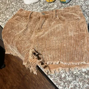 Corduroy Brown Frayed Hem Shorts thumbnail 1