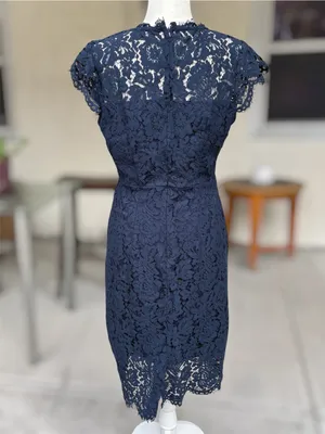 MEROKEETY Navy Blue Sleeveless Lace Floral Cocktail Dress Size M thumbnail 4
