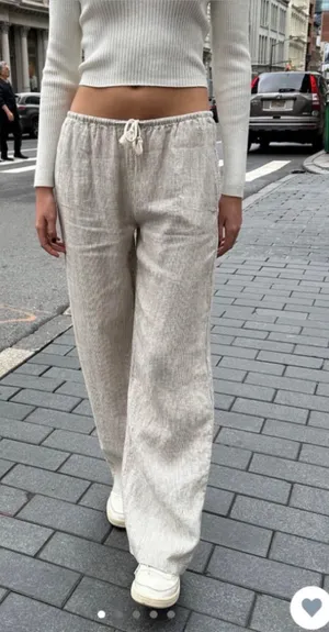 Brandy Melville Anastasia linen pant cream thumbnail 1