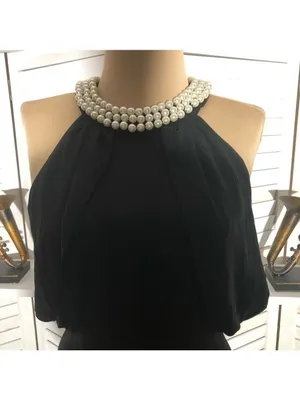 Lulus Pearl Halter Mermaid Maxi Dress Black XS NWT thumbnail 9