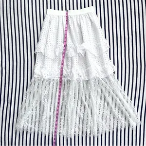 Senlis Lila White Eyelet & Lace Midi Skirt NWOT thumbnail 8