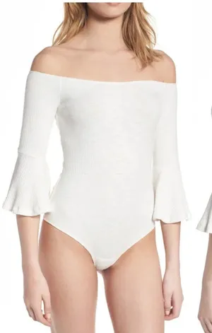 NBD Seduire Off-the-Shoulder Bodysuit‎ in Ivory thumbnail 1
