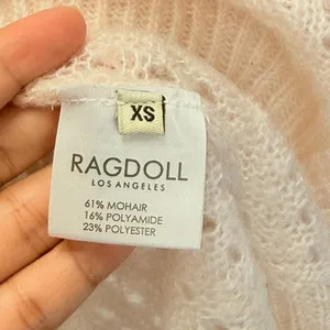 RAGDOLL LA Mohair Blend A Fuzzy Light‎ Pink Pullover Sweater XS thumbnail 8