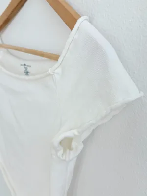 Brandy Melville White Off the houlder Crop Top 100% Cotton thumbnail 4