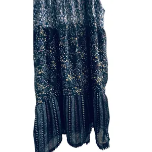 Mo:Vint New York Navy Blue Floral Mixed Print Tiered Mini‎ Dress Womens Medium thumbnail 8