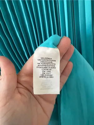 Alice + Olivia Joleen V Neck Pleated Skirt Handkerchief Midi Dress Teal Blue 4 thumbnail 4