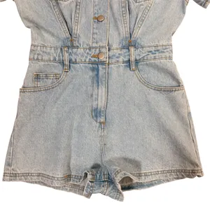 Le‎ Lis Collection Womens Light Wash Denim Utility Romper Short Sleeve Small NEW thumbnail 13