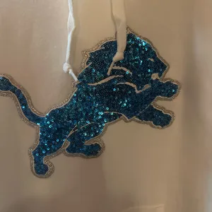 National Football League Detroit lions hoodie sweater sweatshirt! Sequin logo mascot! Size Large thumbnail 2
