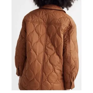 Madewell Air Puff Quilted Shirt Jacket, Warm Coffee Brown Rust, Women's XL thumbnail 11
