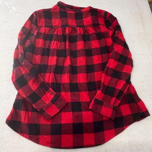 Croft & Barrow Womens Red Black Buffalo Plaid Flannel Shirt Large Long Sleeve thumbnail 5