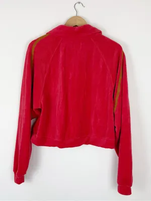 Free People Movement Friday Love Pullover Red Velour thumbnail 2
