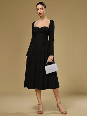 Parthea Long Sleeve Tie Back A-Line Dress - Black size M thumbnail 12