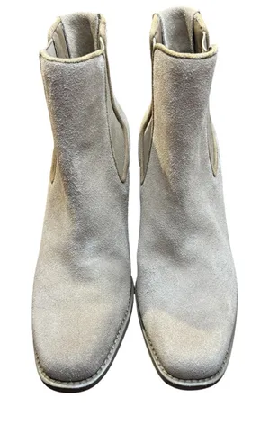 Aerosoles Booties Womens Size 6 Beige Leather Lido Ankle Cone Heel Stretch thumbnail 1