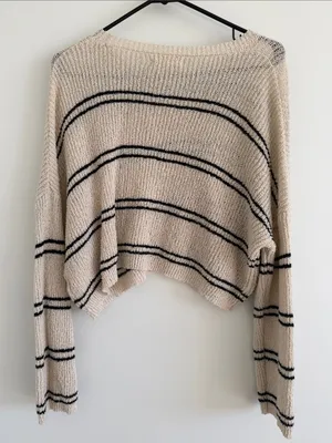 By Together Cozy Cream Striped Knit Sweater - Women's thumbnail 3