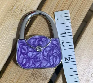 Purple purse shape Premium Foldable Handbag Bag Purse Hanger Table Hook Holder thumbnail 4