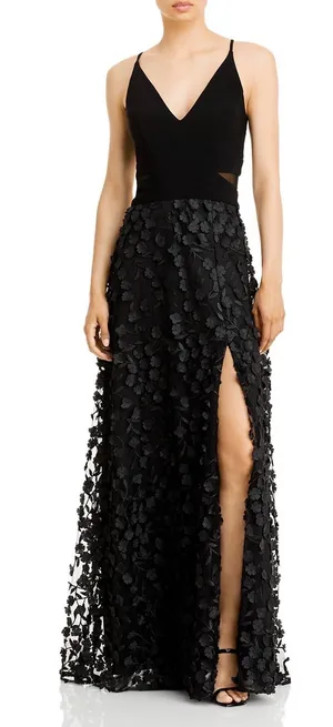 AQUA Floral Appliqué Gown Exclusive thumbnail 1