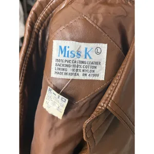 Miss K Vintage Brown Faux Leather Shacket Snap Front Jacket Large RN 42000 thumbnail 8