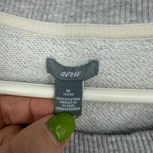 Aerie Sweatshirt Women XL Grey Oversized Raglan Sleeve Pullover Cozy Minimalist thumbnail 5