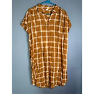 Old Navy Plaid Button Up Shirred Shirt Dress Size Large thumbnail 2