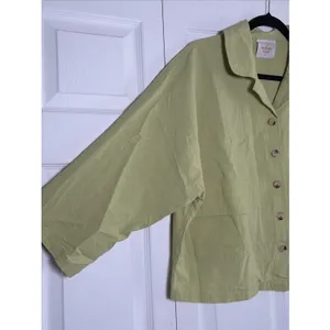 The Lullaby Club Avalon Button Up Shirt Womens Size XS‎ Green Cotton Oversized thumbnail 2