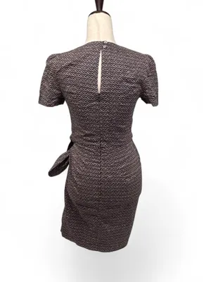 Emily and fin 100% cotton Navy and tan abstract dot print mini dress size XS thumbnail 3