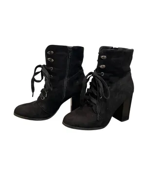 Target Black Lace-Up Block Heel Boots thumbnail 4