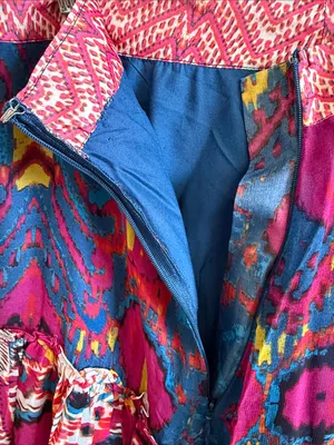 Sundance Harlin Tiered Maxi Skirt XS Boho Cupro Ikat Paisley Chiffon Lined thumbnail 5
