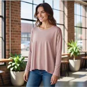 Lululemon Modal Relaxed Fit Long Sleeve Shirt Misty Shell Size 12 NWT thumbnail 2
