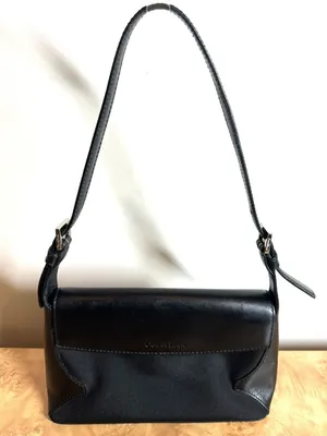 Cole Haan Black Leather & Fabric Shoulder Bag Purse Classic Minimalist thumbnail 2