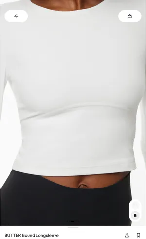 Cropped Butter Long Aritzia Crewneck Sleeve Shirt thumbnail 2