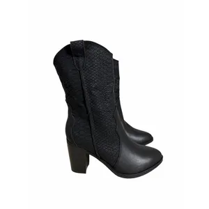 Mia Cindy Embossed‎ Western Cowboy Boot in Black Python Size 7 Block Heel thumbnail 2