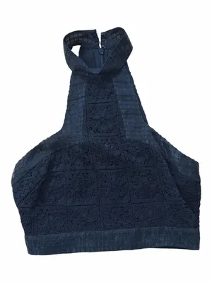 ALEXIS Janek Black Lace Halter Crop Top thumbnail 1