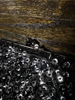 Lancôme Vintage Black Sequin and Beaded Evening Bag/Clutch with Crossbody Strap thumbnail 12