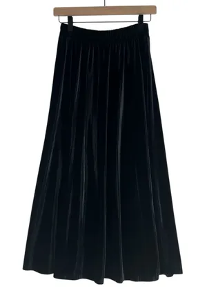 On 34th Womens Midi Skirt Size‎ XS Black Velvet Pleated Pull-On Elastic Waist thumbnail 1