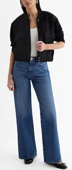 EXPRESS Design Studio Wide Leg Blue Jeans thumbnail 1